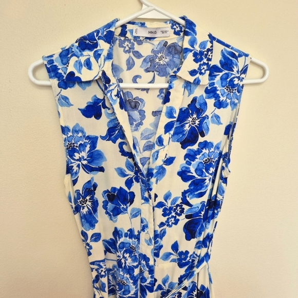 Mango Blue & White Floral Sleeveless Maxi Dress – Size Small (US 4) - Picture 3 of 7